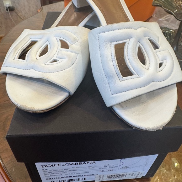 Dolce &Gabvana DG cutout logo sandals block heel Sz 39.5 USA Sz 9.5 - Picture 6 of 16